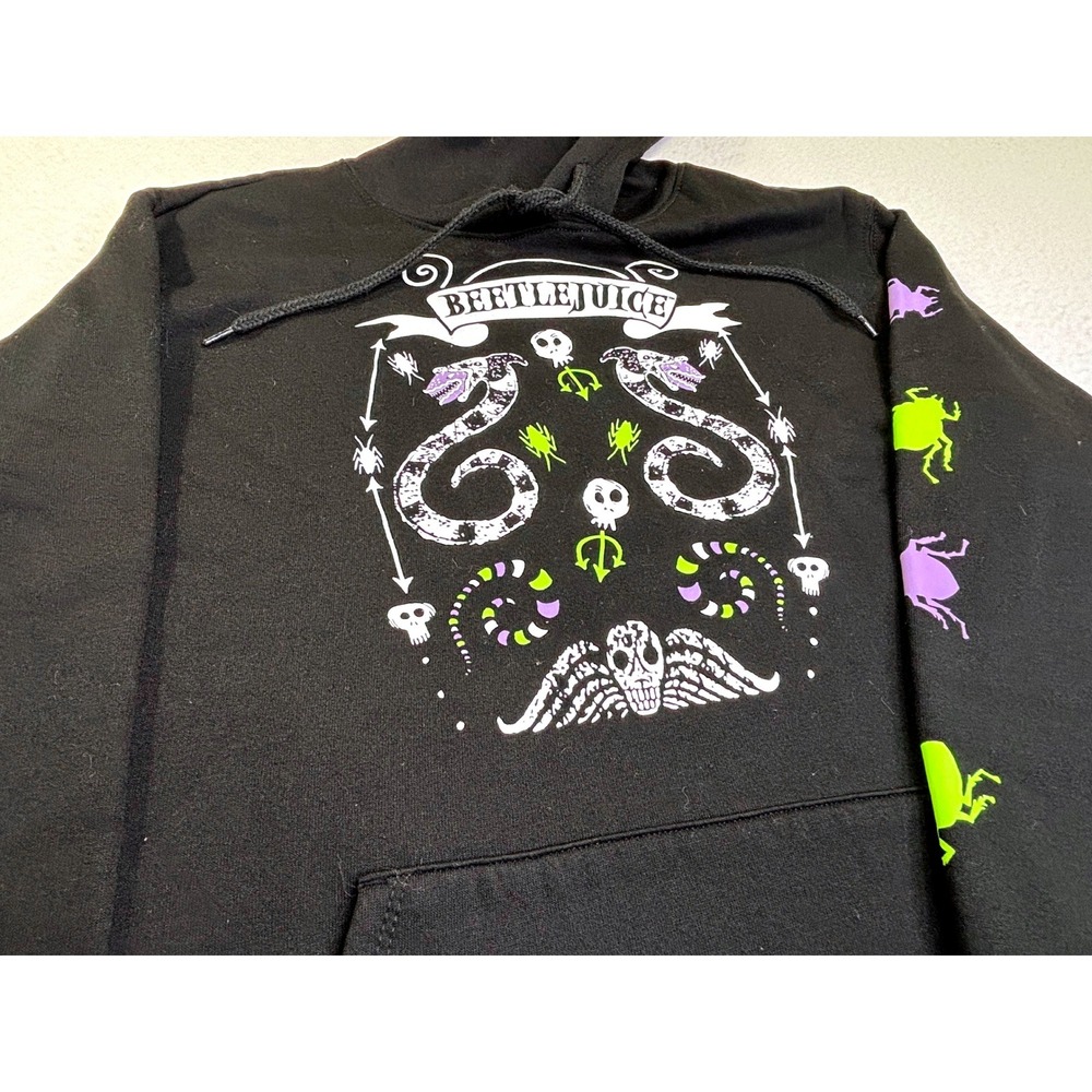 Beetlejuice Beetlejuice Graphic Hoodie Black Sandworm XS 0-2 Pullover Sweatshirt